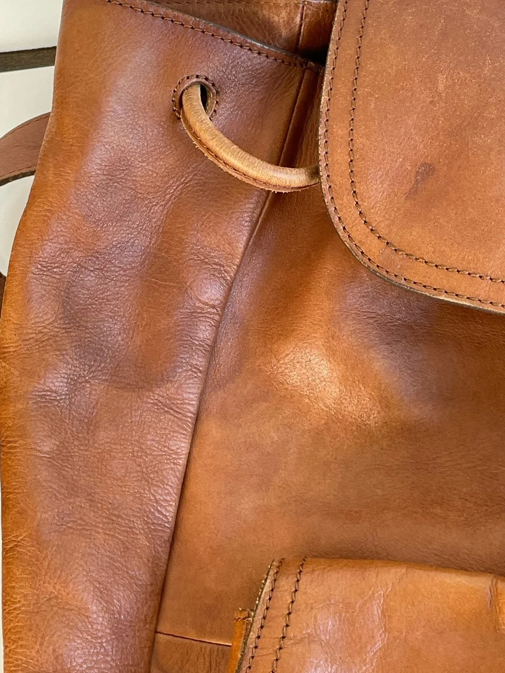Madewell “ The Transport Rucksack”Cognac Leather Backpack with Front Pocket